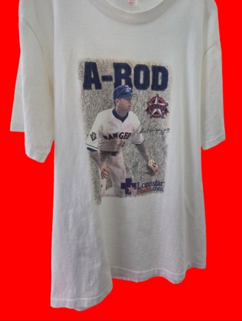 π£ Vintage Y2K A-RodβΎ Alex Rodridguez Texasπ Rangers White Graphic Tee Size XL - Picture 4 of 4